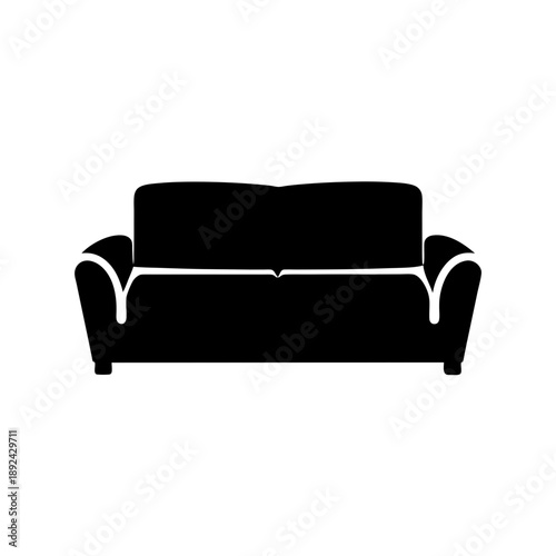 Modern black sofa with white accents