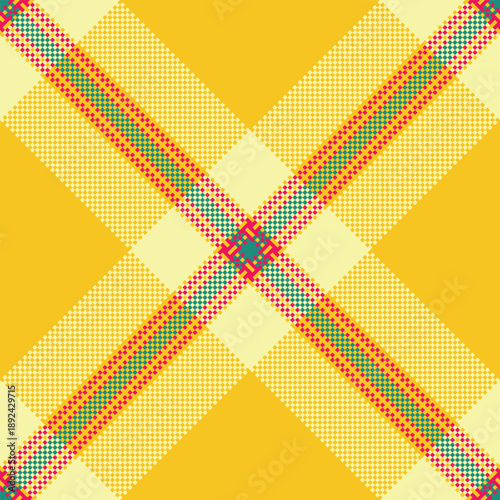 Conceptual tartan background textile, lemon fabric check vector. Tattersall pattern texture plaid seamless in yellow and bright colors.