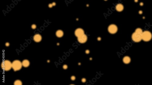 Orange Particles Moving Against Black Background.