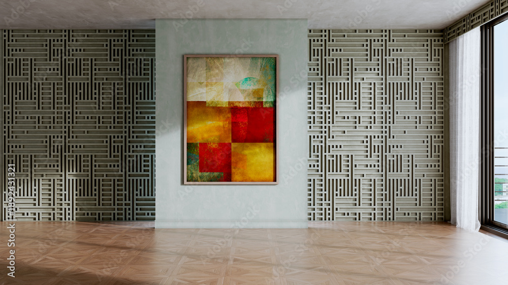 Obraz premium Large luxury modern bright interiors Living room mockup illustration 3D rendering