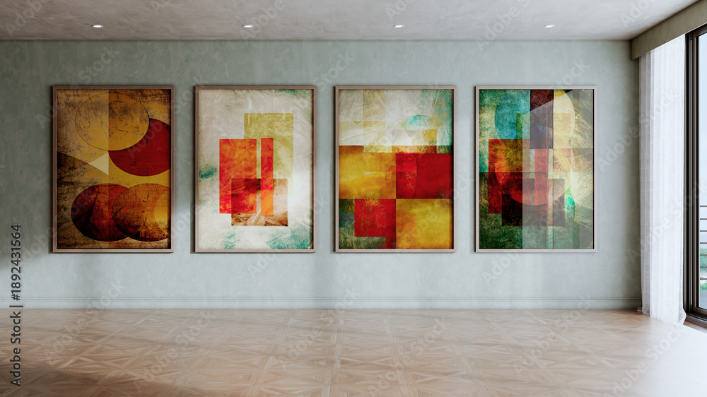 Obraz premium Large luxury modern bright interiors Living room mockup illustration 3D rendering