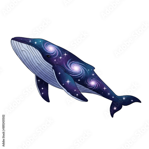 Whale with a Cosmic Galaxy Pattern on its Body.