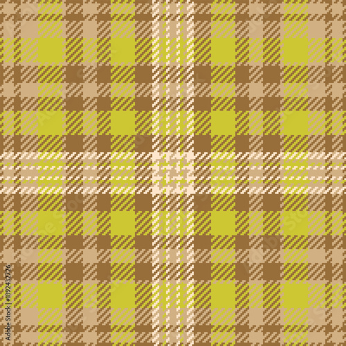 Full texture background vector, coloured tartan seamless pattern. Multi check plaid fabric textile in orange and yellow colors.