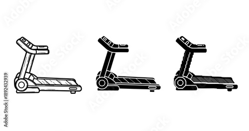 Set of three treadmills in different styles