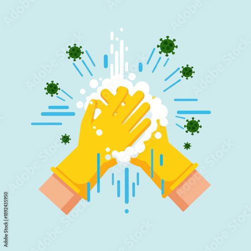 Hands Washing with Soap and Water.