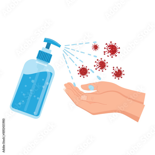 Schilderij op canvas Hand Sanitizer Killing Germs on Hand.