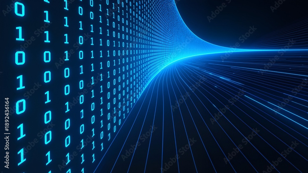 Obraz premium Digital binary code tunnel