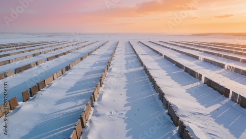 Wallpaper Mural Snowcovered fields with wooden barriers Torontodigital.ca