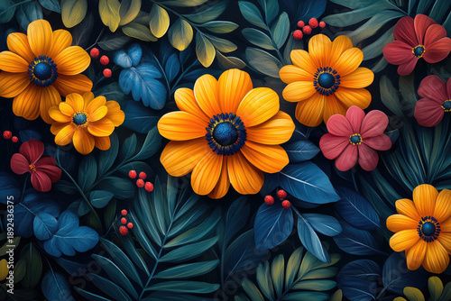 A Whimsical, Hand-Painted Floral Design for a Lighthearted Canvas