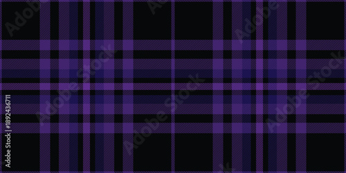 Internet tartan pattern seamless, 20s texture check background. Silky textile fabric plaid vector in black and violet colors.