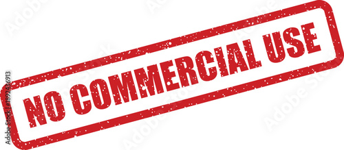 A prominent red rubber stamp clearly indicating NO COMMERCIAL USE against a pristine white background