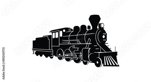 A striking black silhouette of a classic steam locomotive detailed and dynamic captures a bygone era silhouette