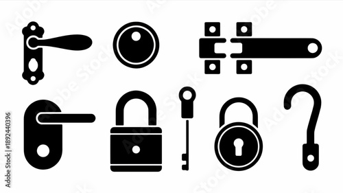 Elegant Hardware Collection: A collection of various hardware elements, each meticulously crafted and offering unique functional and aesthetic appeal. Featuring a diverse range of fixtures.