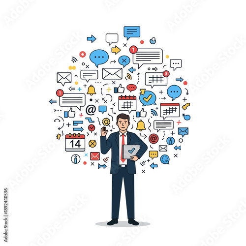 Wallpaper Mural Businessman Surrounded by Communication Icons. Torontodigital.ca