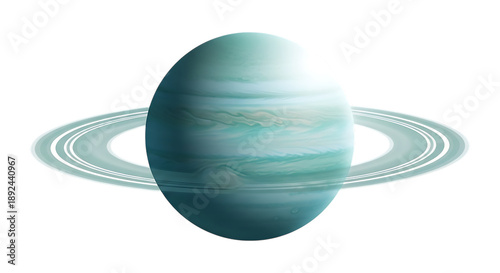 Uranus planet with rings in space isolated on a transparent background astronomy