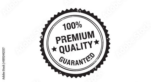 Premium quality guarantee seal with star design isolated on transparent background