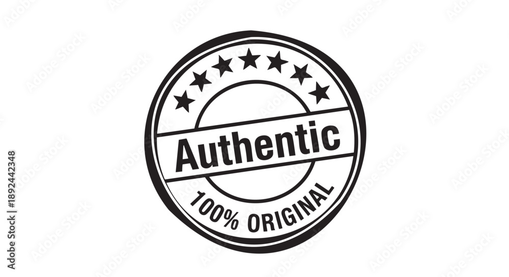 Obraz premium Round stamp seal with stars indicating authentic original certification