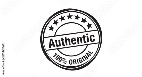 Round stamp seal with stars indicating authentic original certification