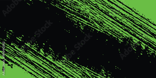 Abstract Green Neon Grunge Texture on Black Background