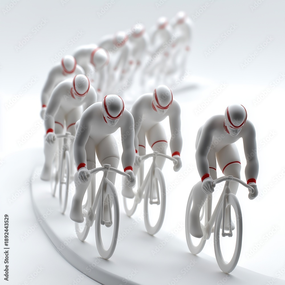 Obraz premium Futuristic Cyclists in Dynamic Motion Sequence
