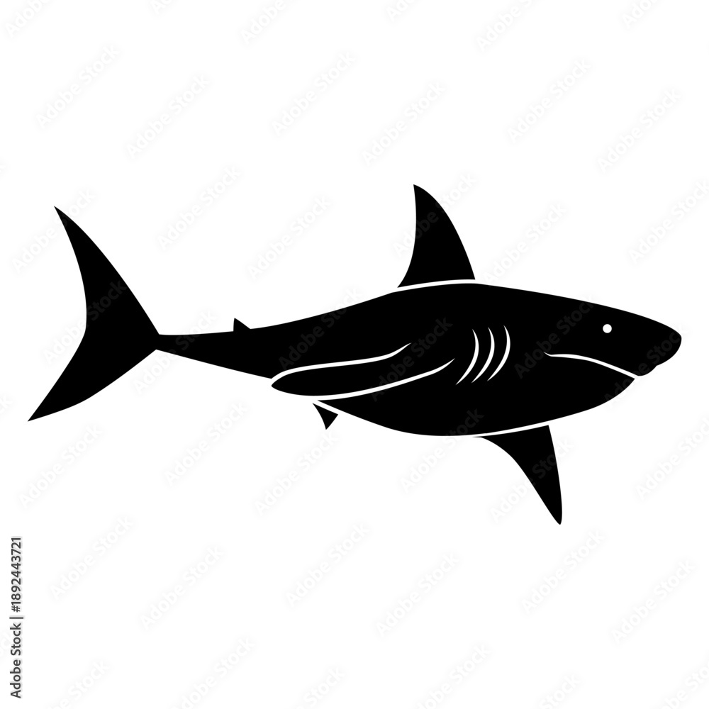 Obraz premium Shark vector icon. Fish Illustration sign. Ocean life symbol or logo.