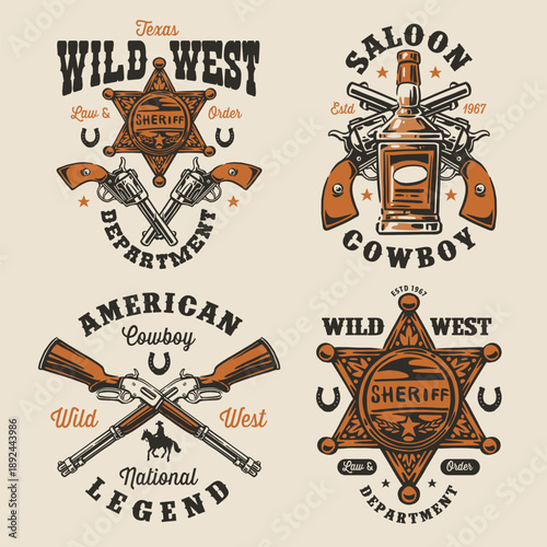 Wild west cowboy symbols