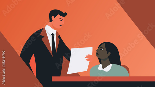 Business mentor guiding employee through important documents at workplace