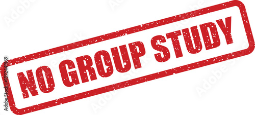 A textured red rectangular stamp clearly displays the message NO GROUP STUDY on a plain white surface