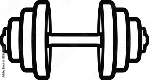 Vector Illustration of Black and white dumbbell icon for fitness and exercise