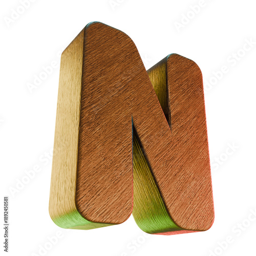 N Wooden Alphabet Letter Carved Wood Character Graphic