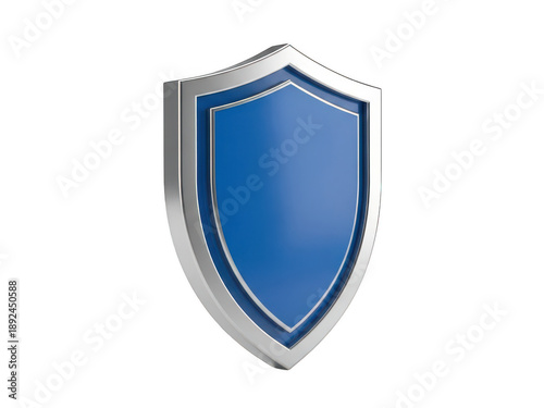 Free Download A 3d rendered shield with a blue gradient center and silver border isolated on transparent background - GFXLoad
