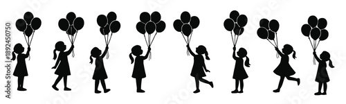  joyful silhouette illustrations of young girls celebrating