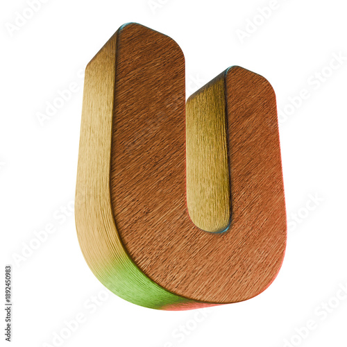 U Wooden Alphabet Letter Carved Wood Character Graphic