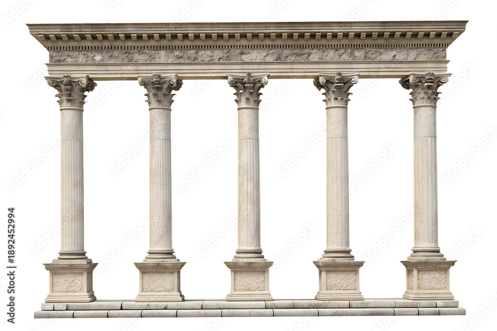 Obraz premium Elegant classical arch supported by stone columns, luxury architecture element, isolated on transparent background, PNG