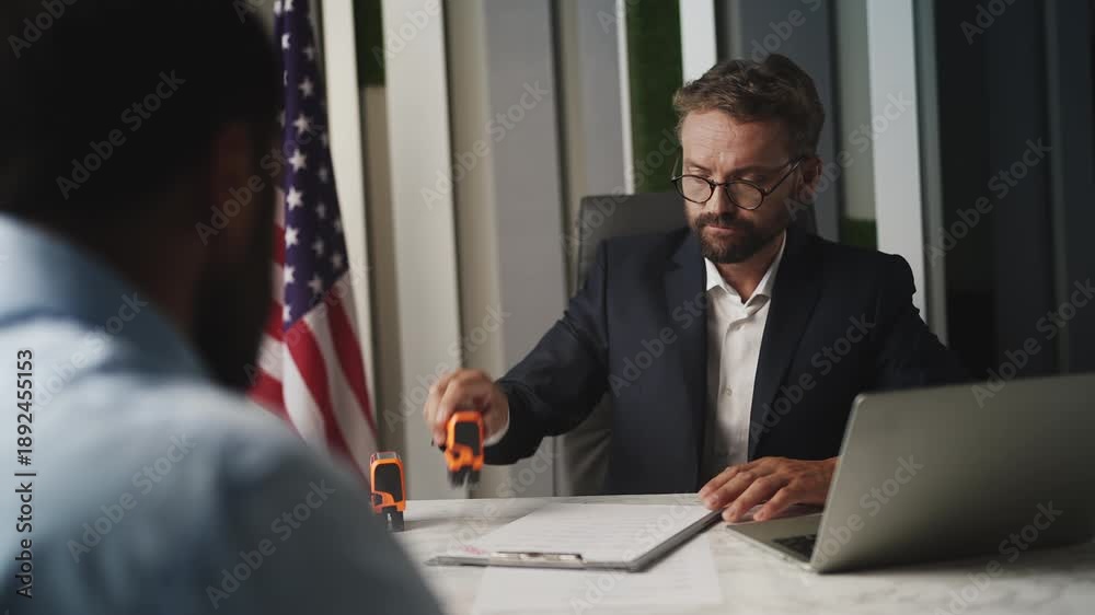 Entry Refusal U.S. embassy employee rejecting man's visa application and issuing ...