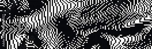 dithered curved wavy texture black pixelated glitch lines