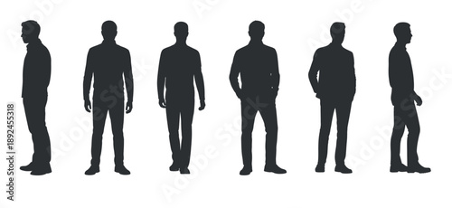 diverse silhouettes of men standing in various poses on