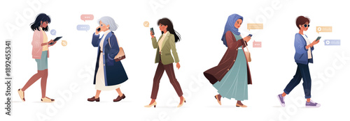 diverse woman of different ages and ethnicities using 