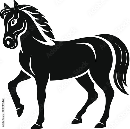 Elegant horse legs in a dynamic pose on transparent background silhouette