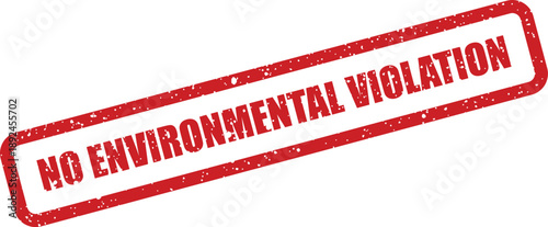 Prominent red textured rubber stamp displays a clear NO ENVIRONMENTAL VIOLATION message on a clean white field