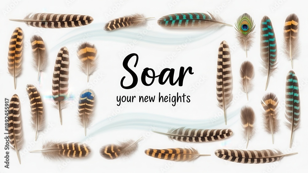 Obraz premium Elegant Feather Collection on White Background