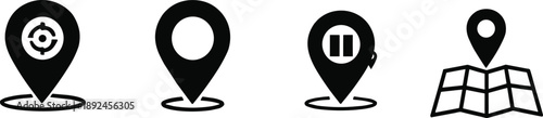 location pin icon sheet for Map navigation apps. navigation, gps, destination, point, marker, search,