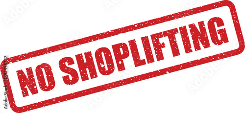 Red grunge rubber stamp showing the important warning NO SHOPLIFTING on a clear white surface