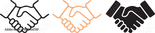 hand shake icon set Business Partnership Agreement Teamwork Vector
