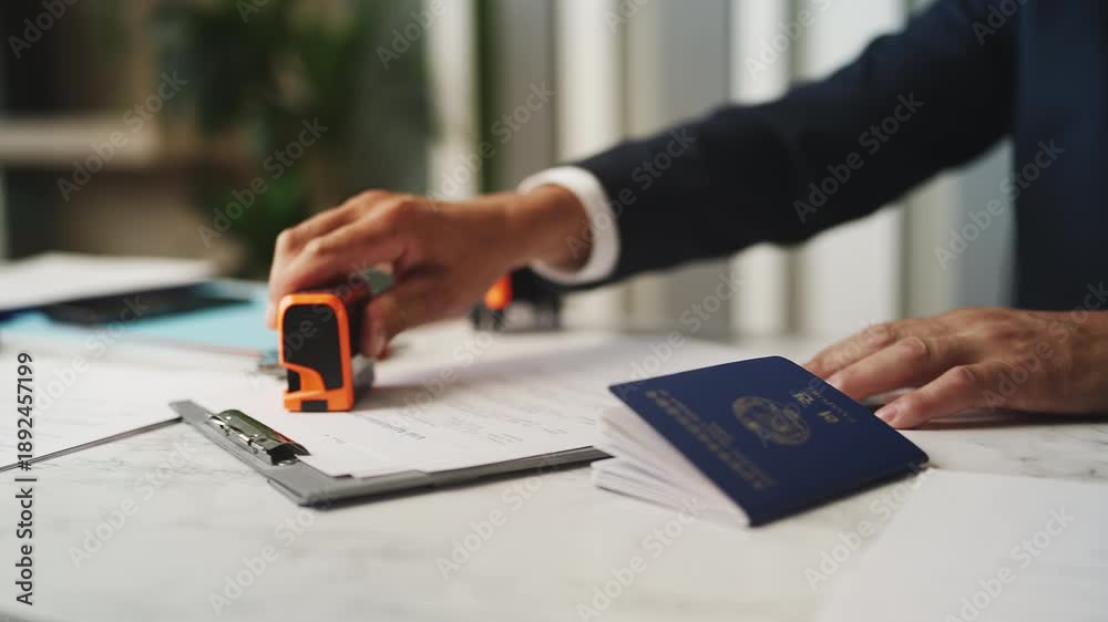 custom made wallpaper toronto digitalMale customs officer stamping North Korean passport, rejecting visa application