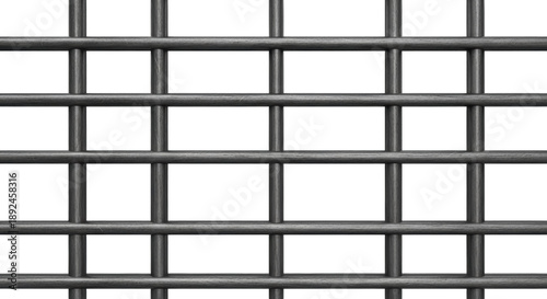 Quadro em tela Dark gray metal bars grid PNG isolated on transparent background, prison bars or