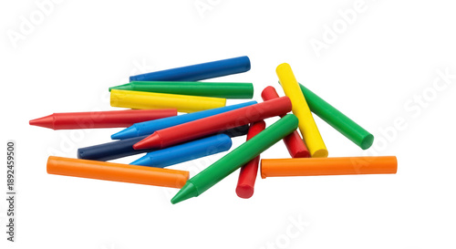 Fotografía Pile of colorful wax crayons isolated PNG, art supplies for drawing and coloring
