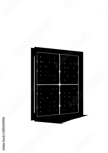 Photovoltaic Solar Glass Window Silhouette, Energy Generating Building Material, Sustainable Architecture and Smart Home Tech Vector