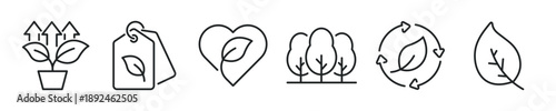 Plant thin line icon set. Web minimal editable stroke icons