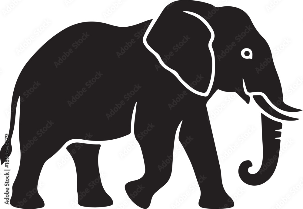 Obraz premium Elephant silhouette logo, strong bold shape.